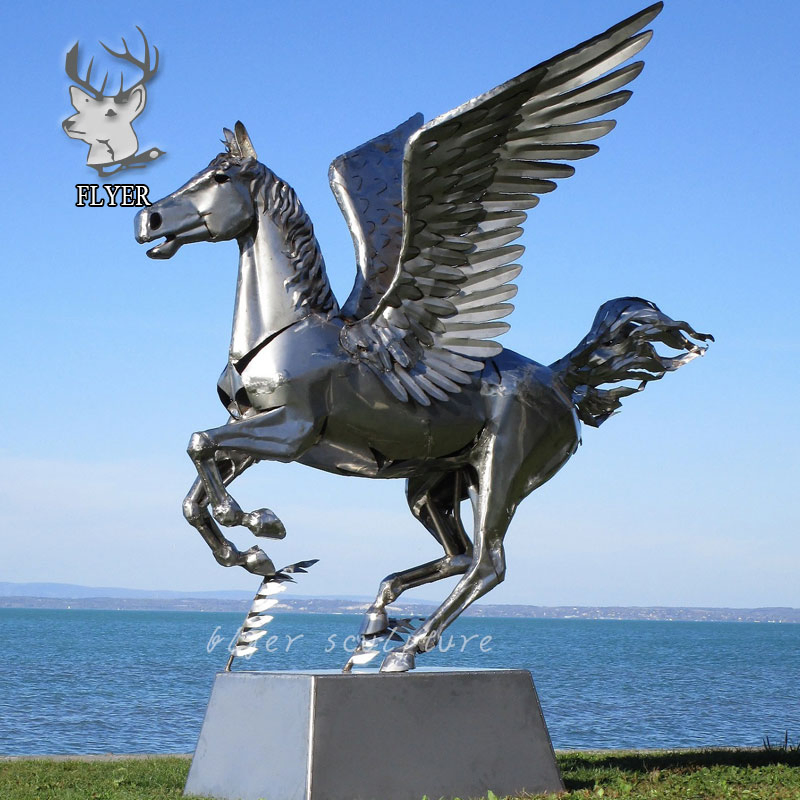 Modern Art Metal Animal Sculpture Large Stainless Steel Geometric Horse Sculpture Statue for Sale