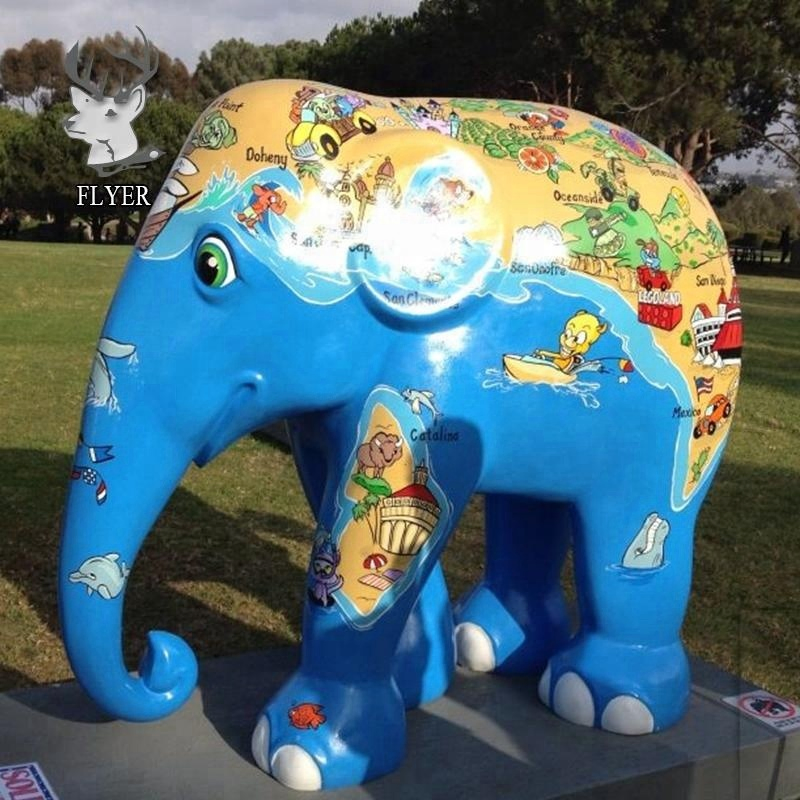 Modern Fiberglass Geometric Animal Sculpture Large Elephant Fiberglass Statue