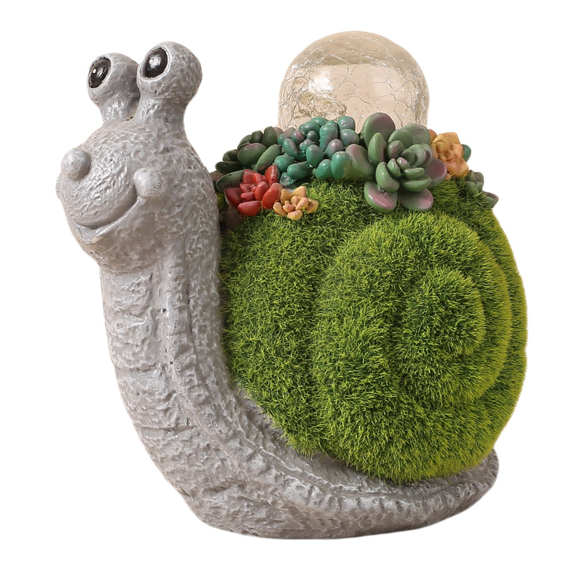 Whimsical Flocking Resin Rabbit Statue with Solar Light for Outdoors