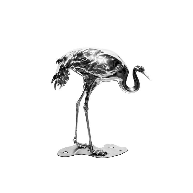 Stainless Steel Flamingo Sculpture - Modern Art Statue for Home &amp; Garden Decor, Indoor Outdoor Metal Artwork, Contemporary Gift Idea