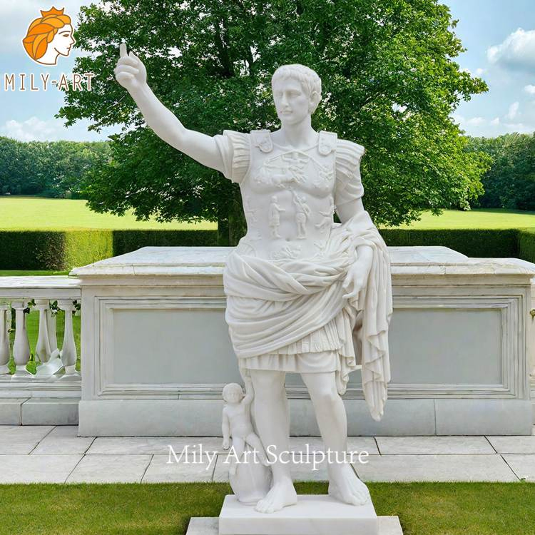 European Chateau Decorative Famous Greek Figure Statue Outdoor Garden Carving Marble Caesar Sculpture