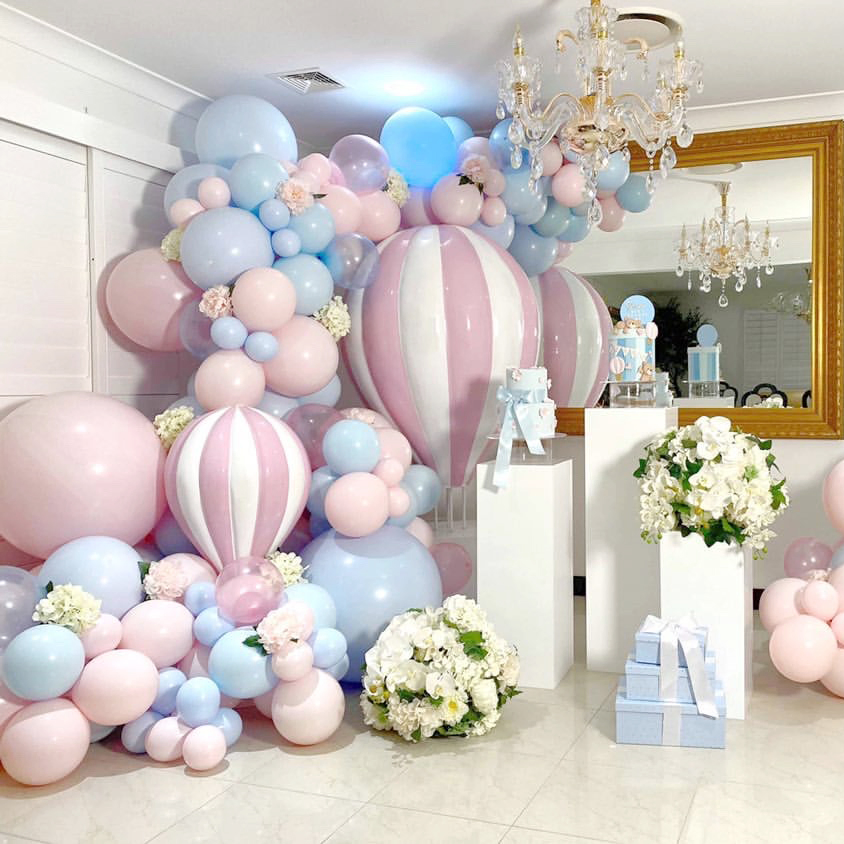 Support Customized Resin Life Size Pink Fiberglass Hot Air Balloon Sculpture Prop for Party Event