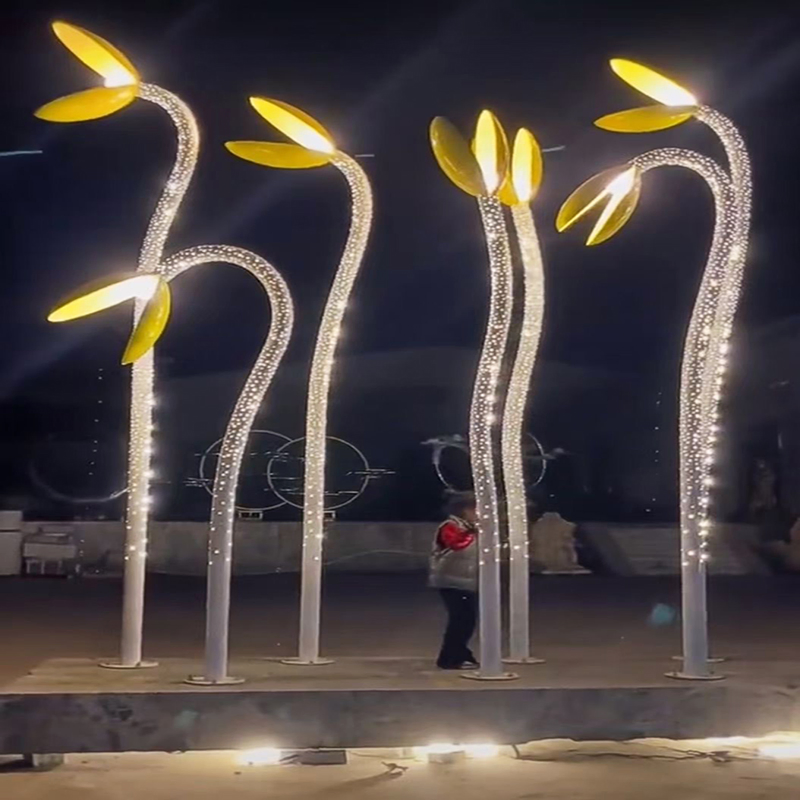 Customized Large-Scale Stainless Steel Luminous Sculptures for Shopping Malls, Squares and Urban Landmark Decorations, Factory Direct Sales.