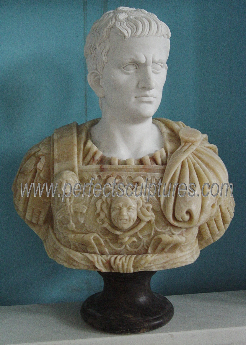 Indoor Carved Stone Soldier Head Sculpture Marble Carving Roman Warrior Bust Statue for Home Decor (SY-S311)