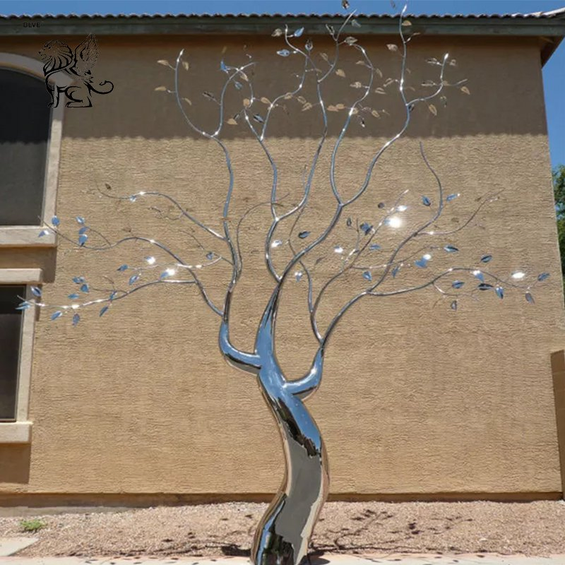 Factory Modern Art Large Outdoor Sculptures Modern Abstract Stainless Steel Sculpture Tree Statue