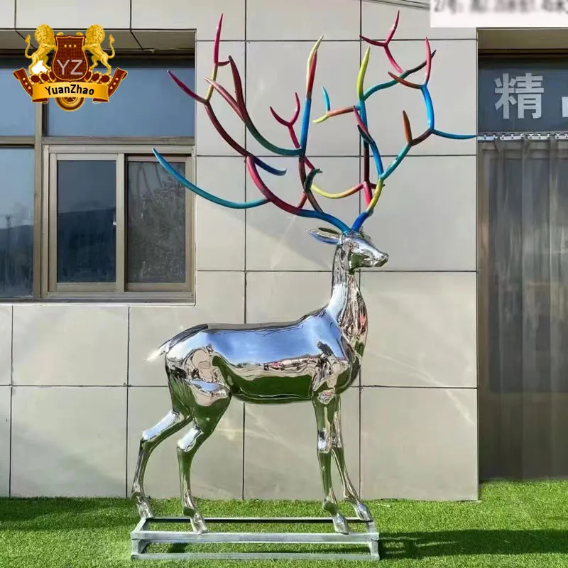 Outdoor Garden Decorative Brushed Metal Bull Sculpture Stainless Steel Abstract Bull Sculpture