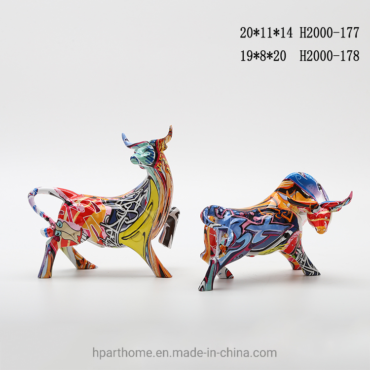 Modern Art Abstract Bull Animal Set Statues for Office Decoration