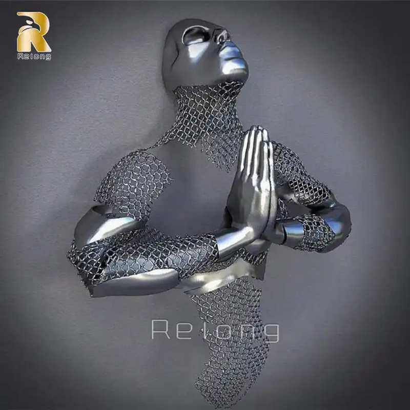 Modern Metal Art Abstract Figure Statue Stainless Steel Wire Human Body for Wall Decor
