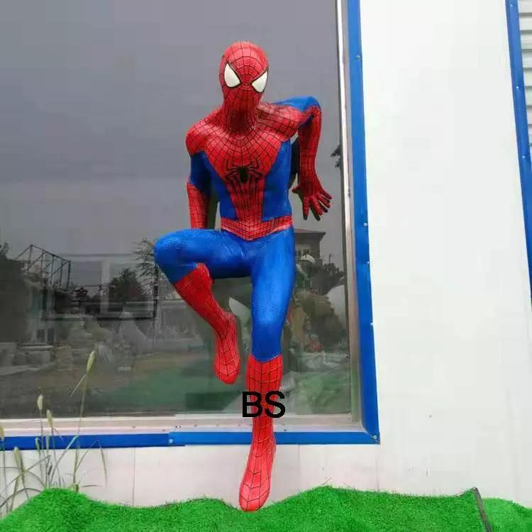 Life Size Resin Cartoon Movie Character Sculpture Fiberglass Spiderman Statue for Theme Park Decorative