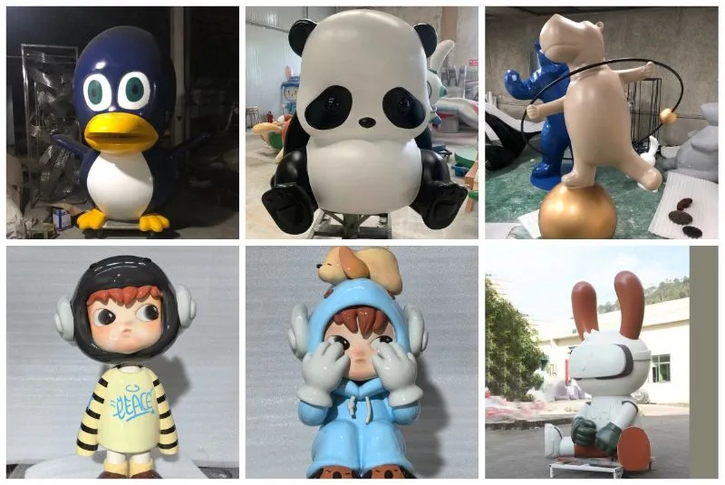 Outdoor Park Decor Life Size Fiberglass Cartoon Character Duck Statue