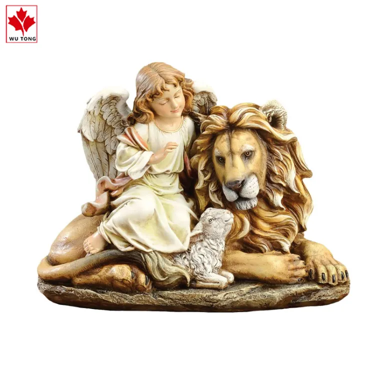 Resin Lion with Angel Statue