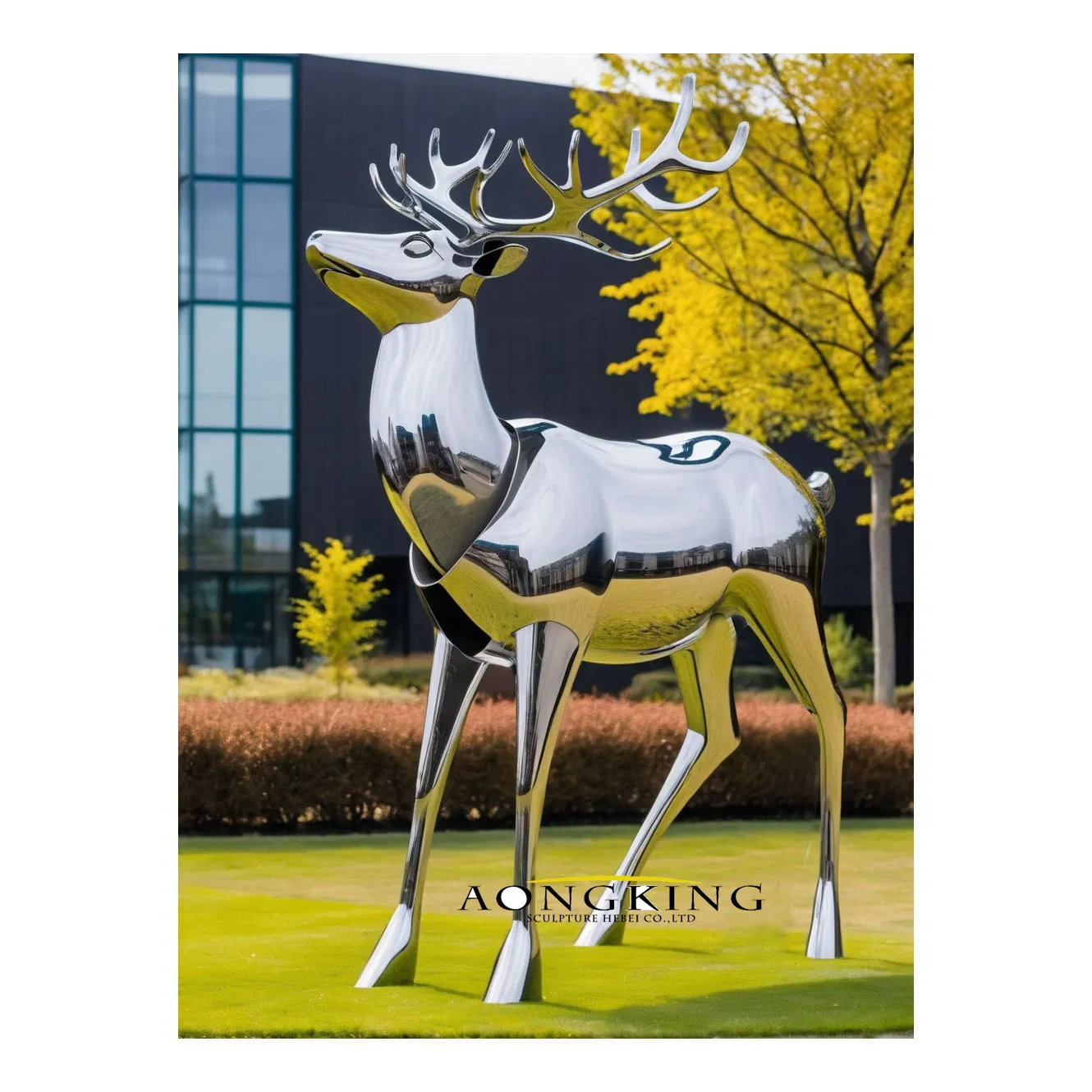 Custom Decorative Animal Statue Life Size Metal Stainless Steel Gold Geometric Deer Sculpture