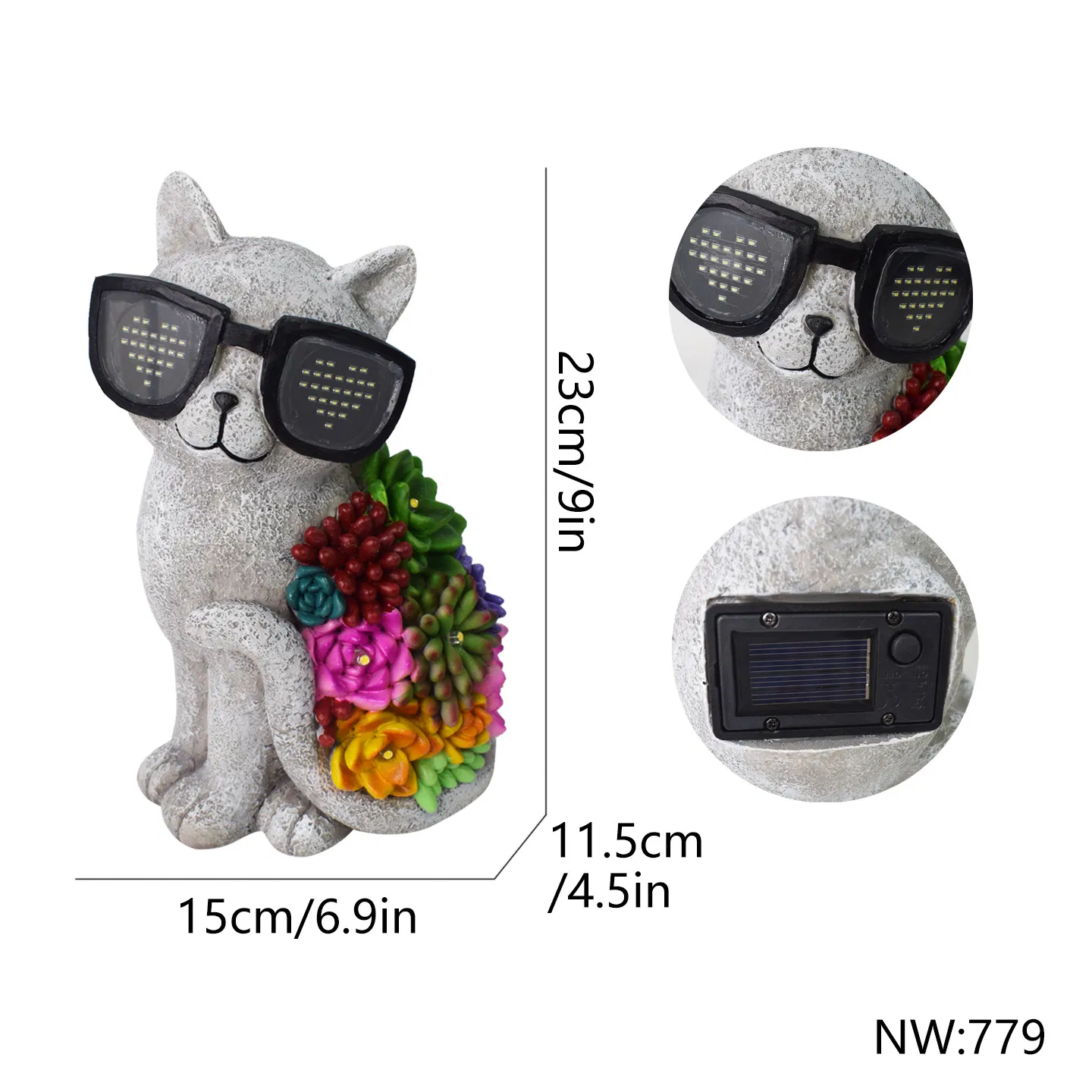 Cute Resin Tortoise Succulents Statue with Bright Solar Eyes for Garden Decor