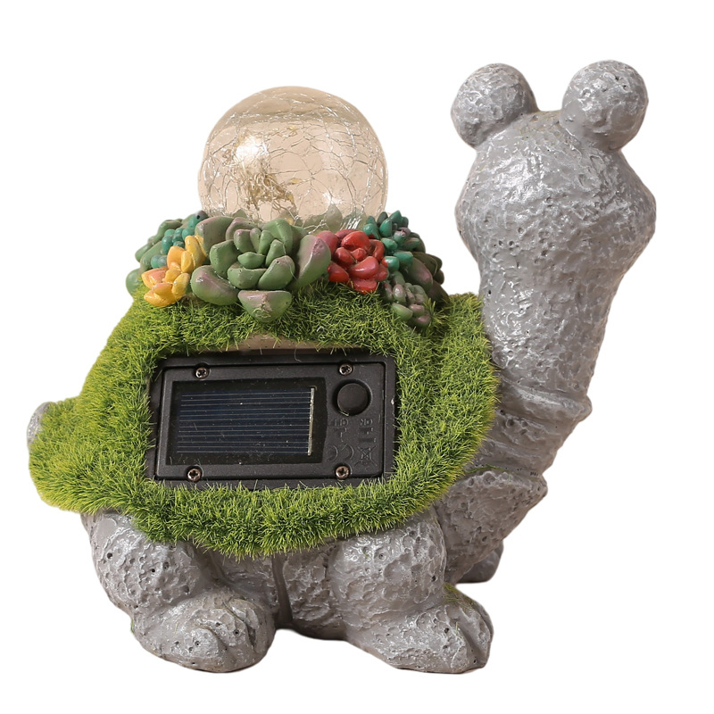 Flocking with LED Figurine Lighting Solar Resin Gnome Garden Statue