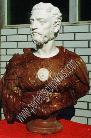 Indoor Carved Stone Soldier Head Sculpture Marble Carving Roman Warrior Bust Statue for Home Decor (SY-S311)
