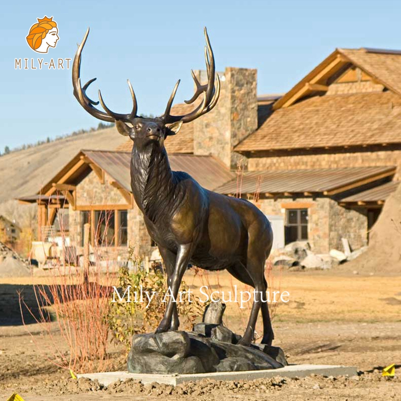 Lifelike Cast Deer Bronze Elk Deer Stag Moose Sculpture for Outdoor Decoration