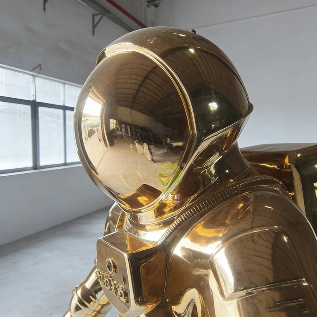 Customized Fiberglass Astronaut Sculpture with Golden Mirror Finish