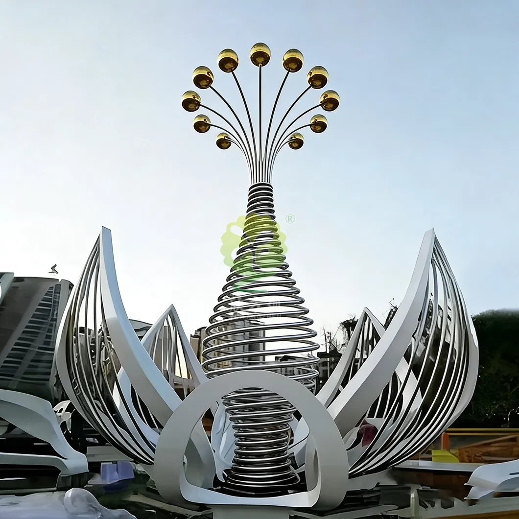 Customized Outdoor Urban Landmark Large-Scale Artistic Hollow Metal Sculpture Stainless-Steel Landscape Sculpture