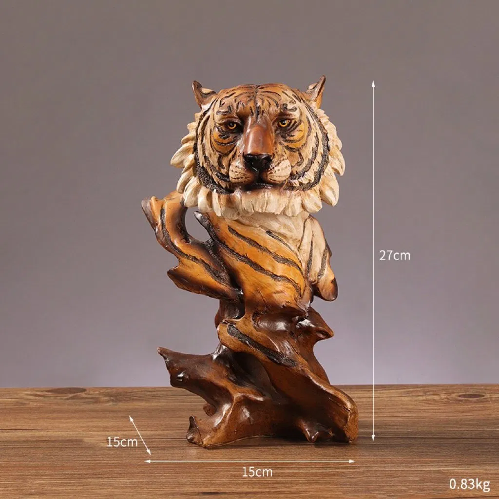 Guangdong Wholesale Custom Indoor Polyresin Poly Resin Plastic Animal Head Root Carving Figure Statue Art Sculpture for Home Decoration Desktop Decors Crafts