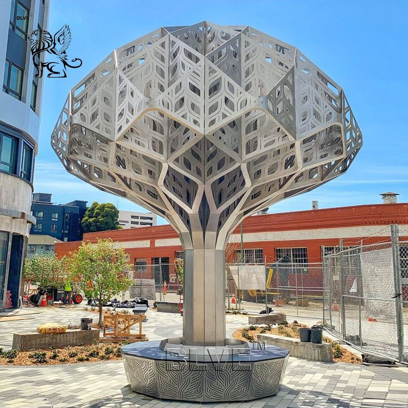 Factory Modern Art Large Outdoor Sculptures Modern Abstract Stainless Steel Sculpture Tree Statue