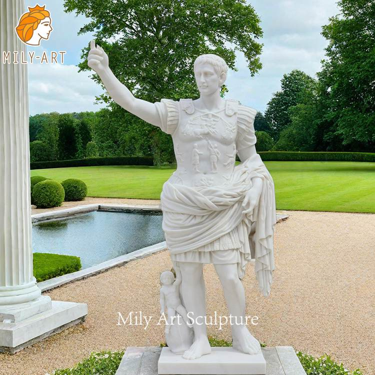 European Chateau Decorative Famous Greek Figure Statue Outdoor Garden Carving Marble Caesar Sculpture