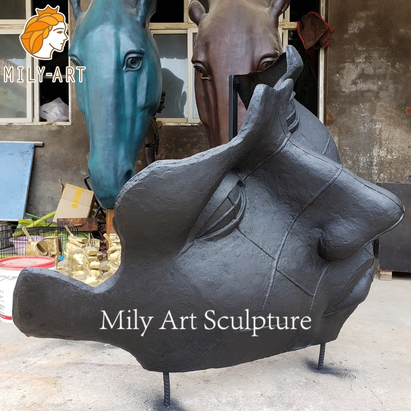 Modern Abstract Folk Art Decoration Big Bronze Figure Face Sculpture Statue