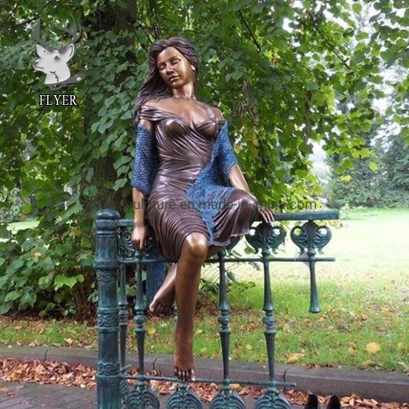 Outdoor Garden Decorative Sitting Naked Woman Sculpture Sexy Nude Girl Bronze Statue