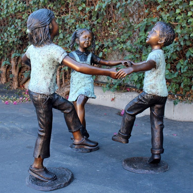 Outdoor Yard Decoration Custom Antique Casting Life Size Metal Children Statue Bronze Girl and Boy Reading Sculpture