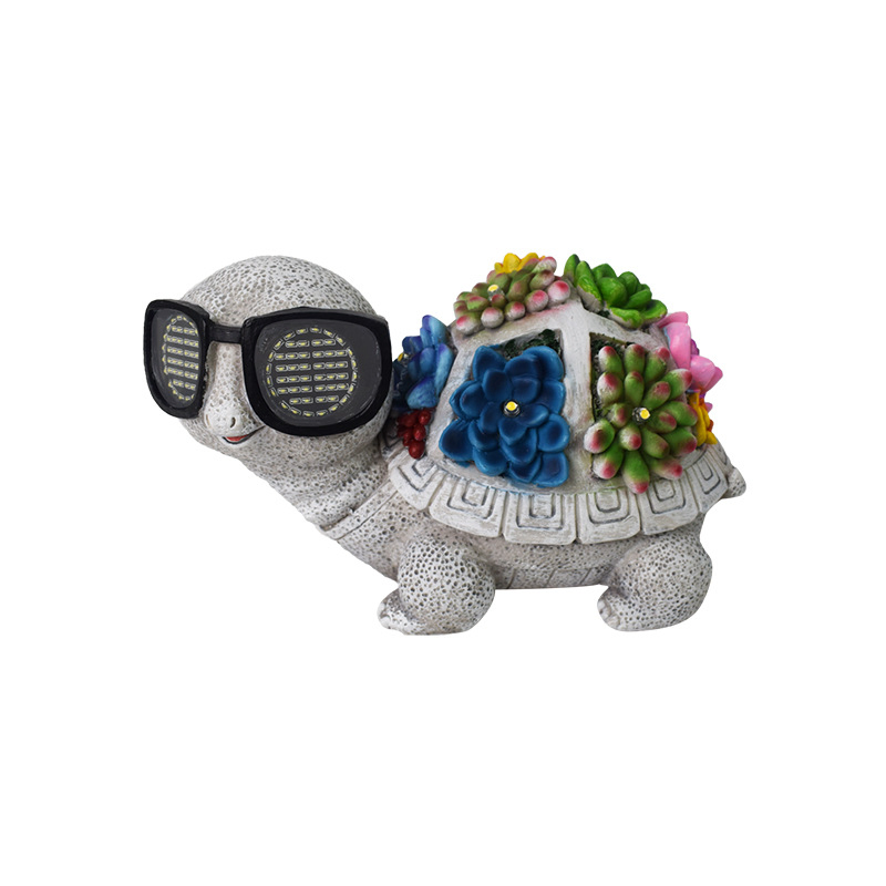 Resin Rabbit Statues with Cool Solar Eyes Garden Sculpture for Yard Patio Decorations