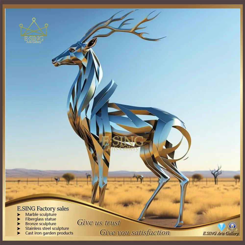 Abstract Geometric Deer Statue