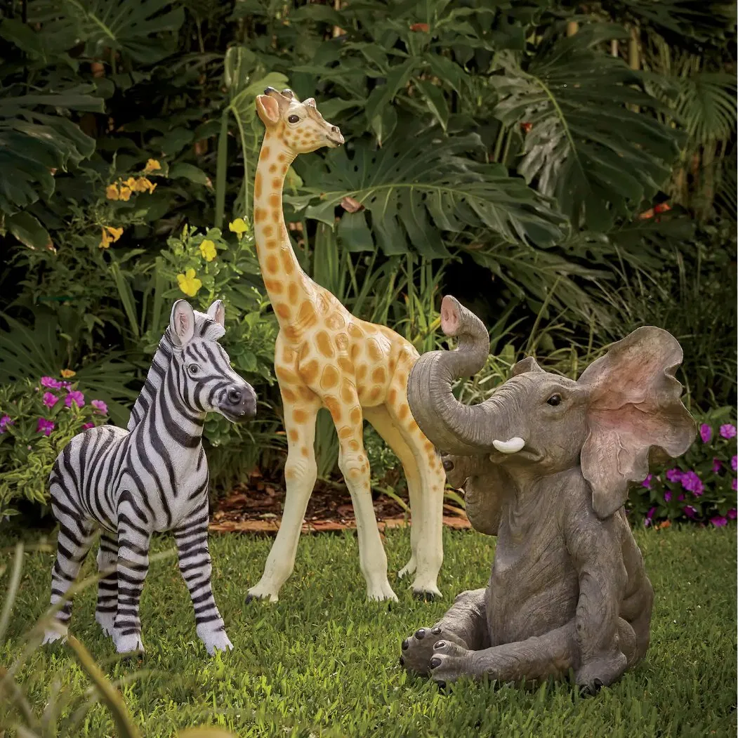 Safari Animals Sculptures Life Size Elephant Giraffe Zebra Statues for Wedding Decoration