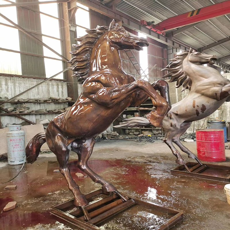 Galloping Steed Bronze Sculpture, Large Animal Copper Horse, Decorative Ornament for Gardens and Squares