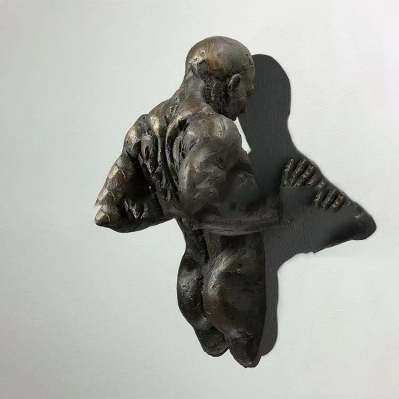 Modern Life Size Art 3D Wall Sculpture Bronze Climbing Man Statue Human Statue