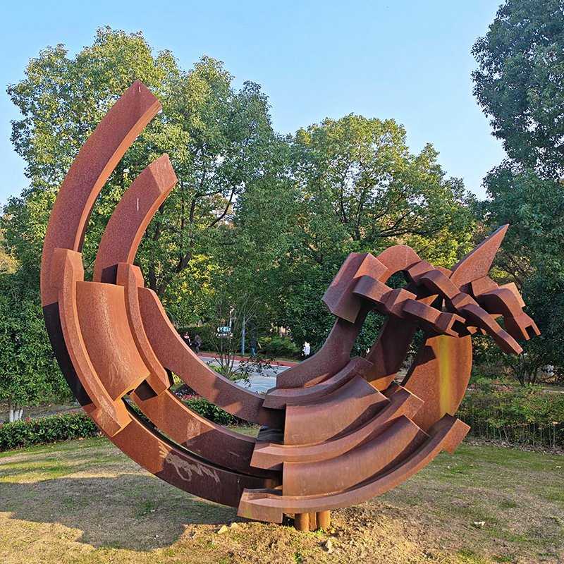 Large Abstract Weathering Steel Sculpture, Used as Rusted Metal Sculpture for Urban Landmark Square Landscapes.
