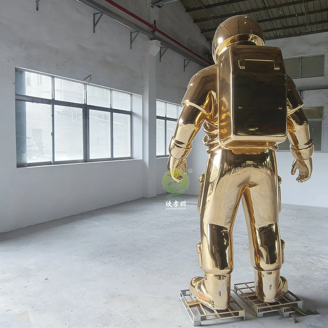 Customized Fiberglass Astronaut Sculpture with Golden Mirror Finish
