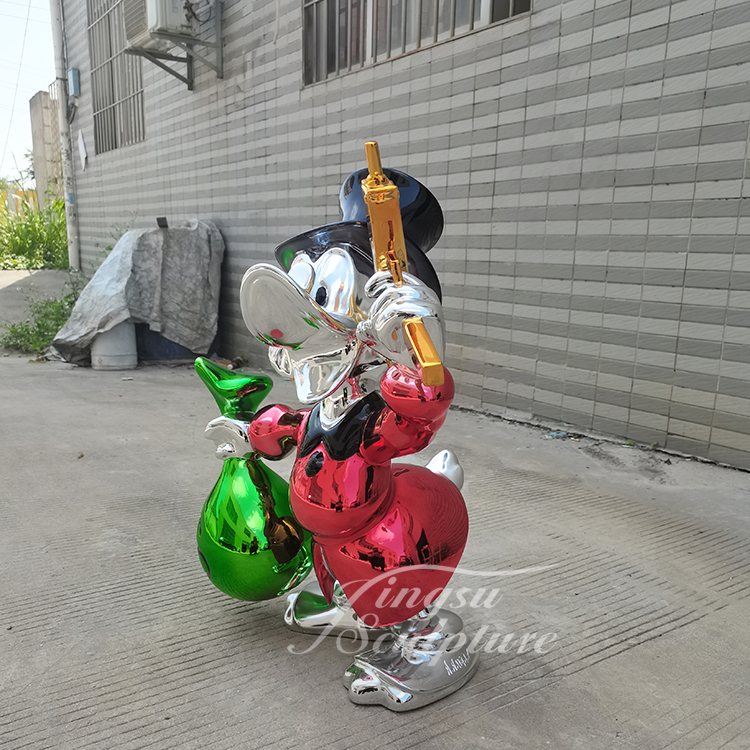 Modern Style Mirror Polishing Life Size Fiberglass Donald Duck Statue