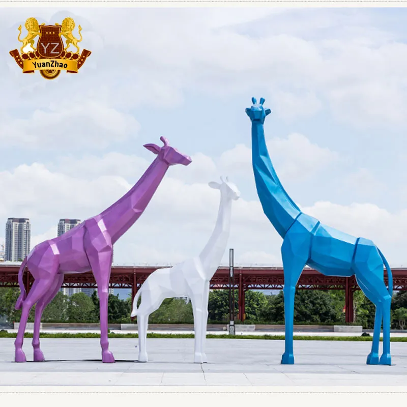 Modern Resin Geometric Giraffe Statue