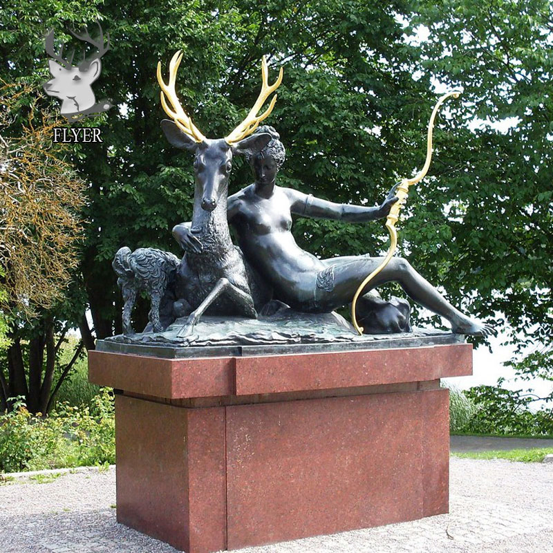 Outdoor Park Garden Casting Copper Brass Bronze Life Size Diana Archer Sculpture for Sale