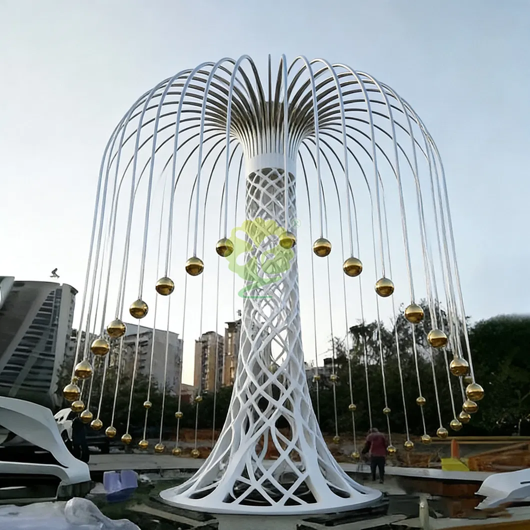 Customized Outdoor Urban Landmark Large-Scale Artistic Hollow Metal Sculpture Stainless-Steel Landscape Sculpture