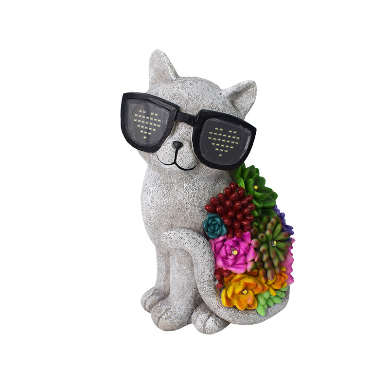 Cute Resin Tortoise Succulents Statue with Bright Solar Eyes for Garden Decor