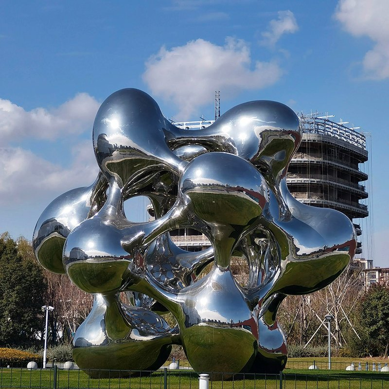 Stainless Steel Square Sculpture for Landmark Architectural Installations, Abstract Metal Sculpture for Parks.