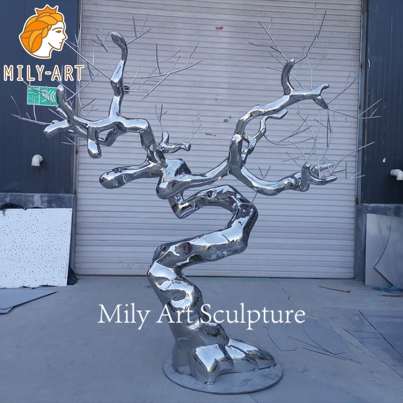 Custom Garden Modern Art Stainless Steel Abstract Tree Statue