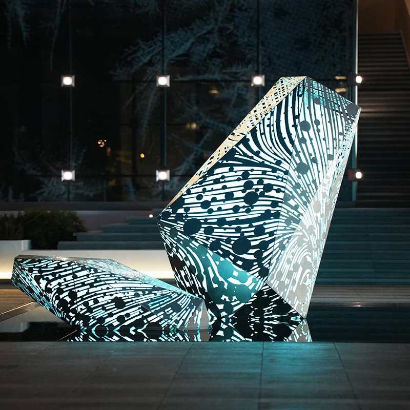 Stainless Steel Square Sculpture for Landmark Architectural Installations, Abstract Metal Sculpture for Parks.