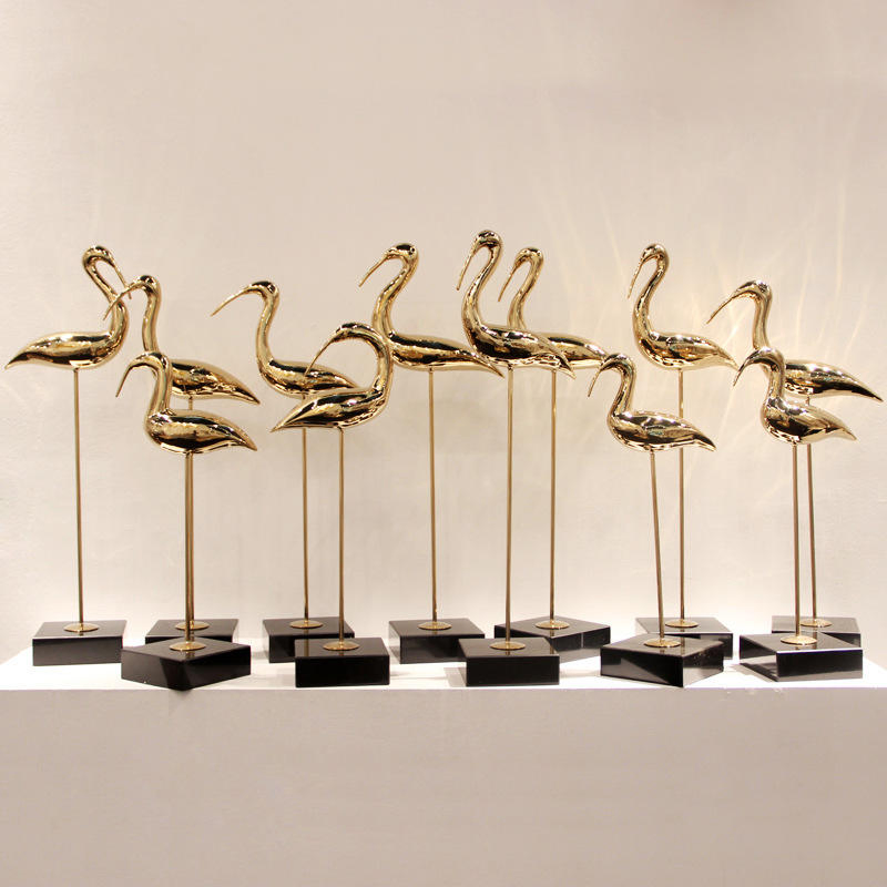 Stainless Steel Flamingo Sculpture - Modern Art Statue for Home &amp; Garden Decor, Indoor Outdoor Metal Artwork, Contemporary Gift Idea