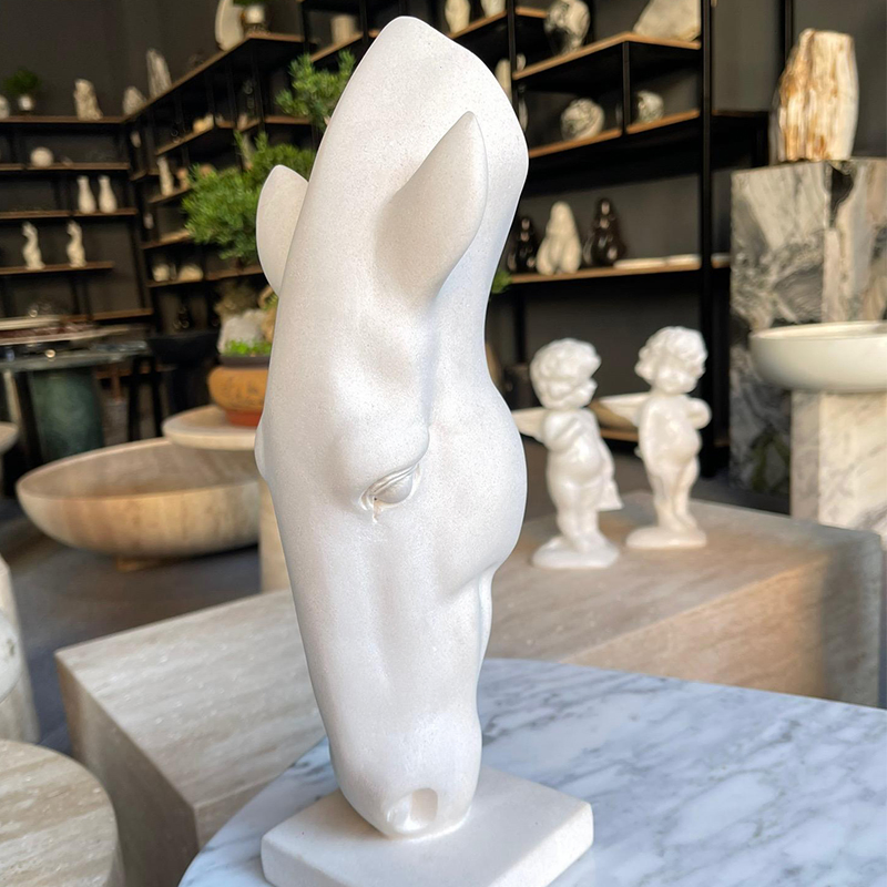 Animal Ornaments Horse Drink Water Limestone Marble Horse Statue Sculpture