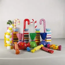 Fiberglass Candy Sculpture Lollipop Statues for Outdoor Fairy Theme Decoration