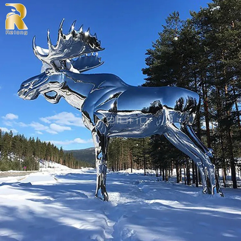 Life Size Stainless Steel Geometric Animal Sculpture Abstract Metal Horse Statue Outdoor Home Decor