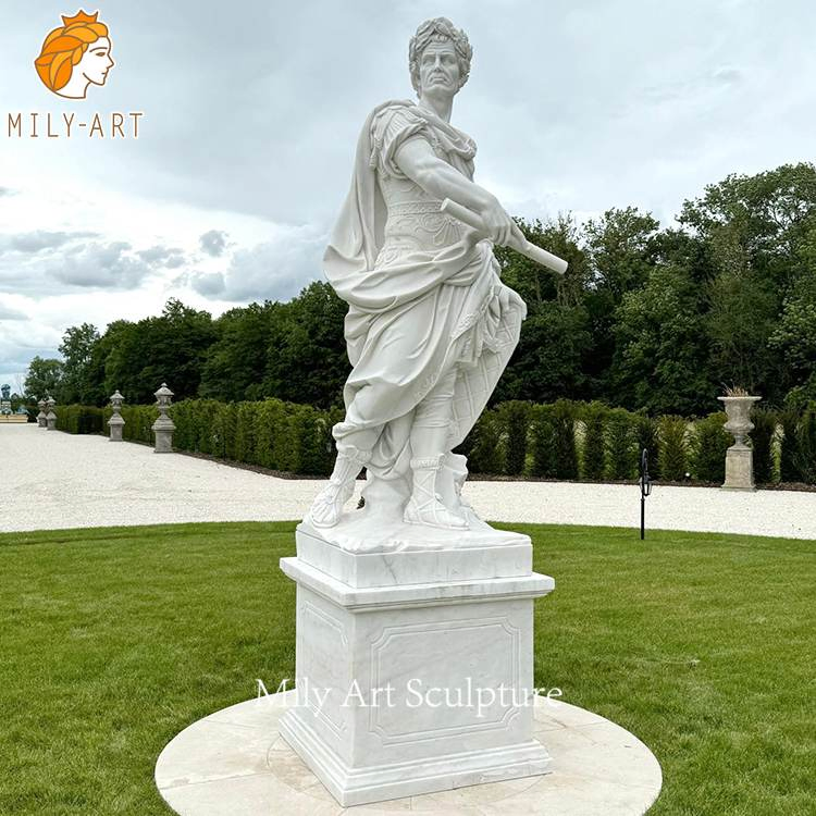European Chateau Decorative Famous Greek Figure Statue Outdoor Garden Carving Marble Caesar Sculpture