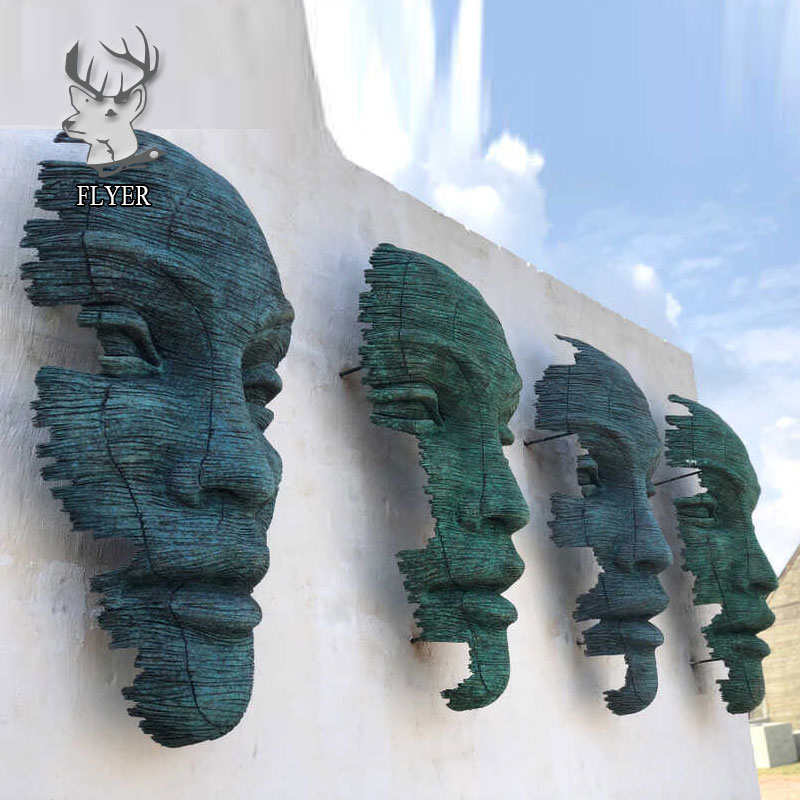 Outdoor Home Decoration Customized Modern Art Design Metal Face Cast Bronze Statue Large Abstract Bronze Face Statue