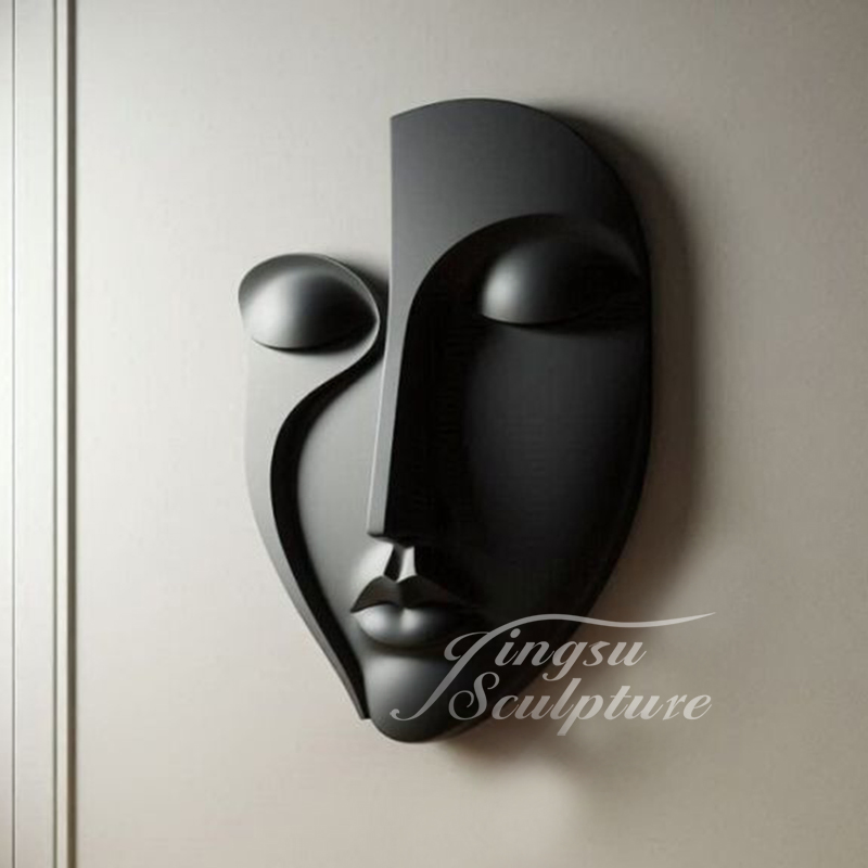 Home Interior Indoor Art Modern Wall Decor Abstract Fiberglass Large Size Metal Face Statue